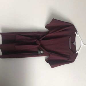 Burgundy tie front dress